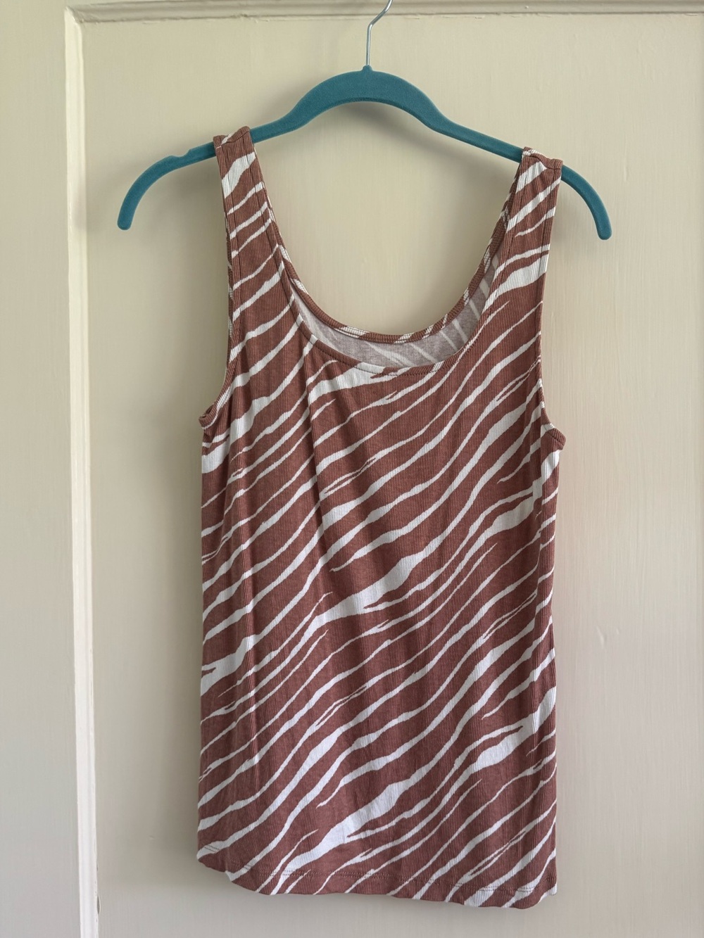 a new day Brown and White Zebra Print Tank Top